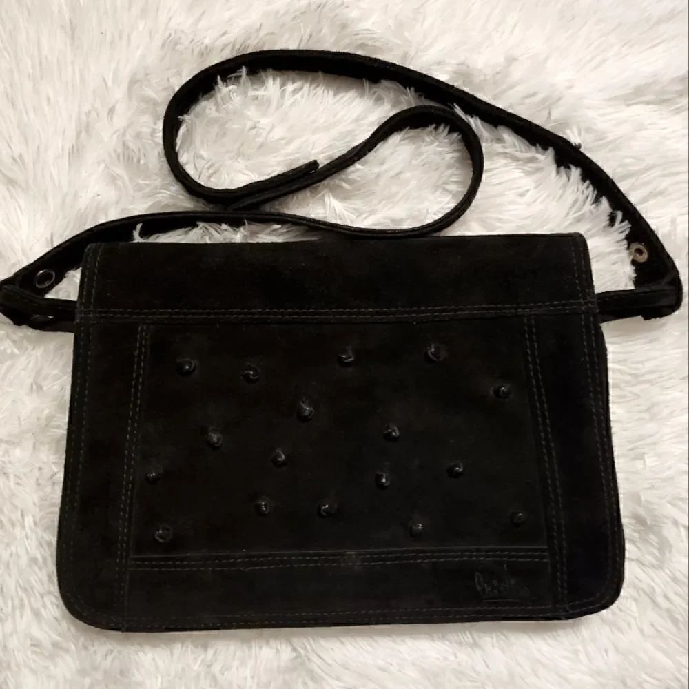 Vintage Tony Iammatteo Cristina Suede Shoulderbag Black